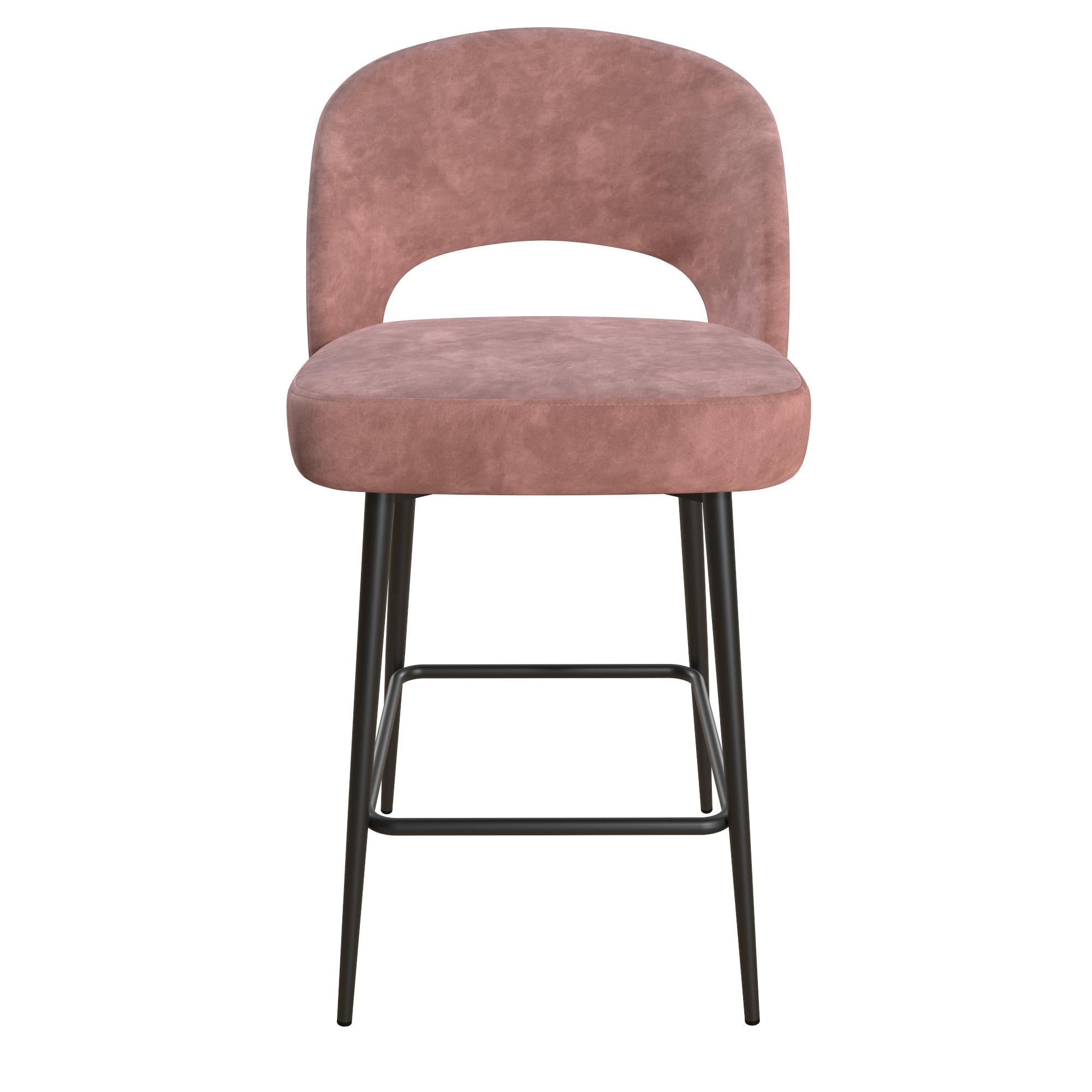 CosmoLiving by Cosmopolitan Alexi 24Counter Height Bar Stool， Dark Blush Pink Velvet