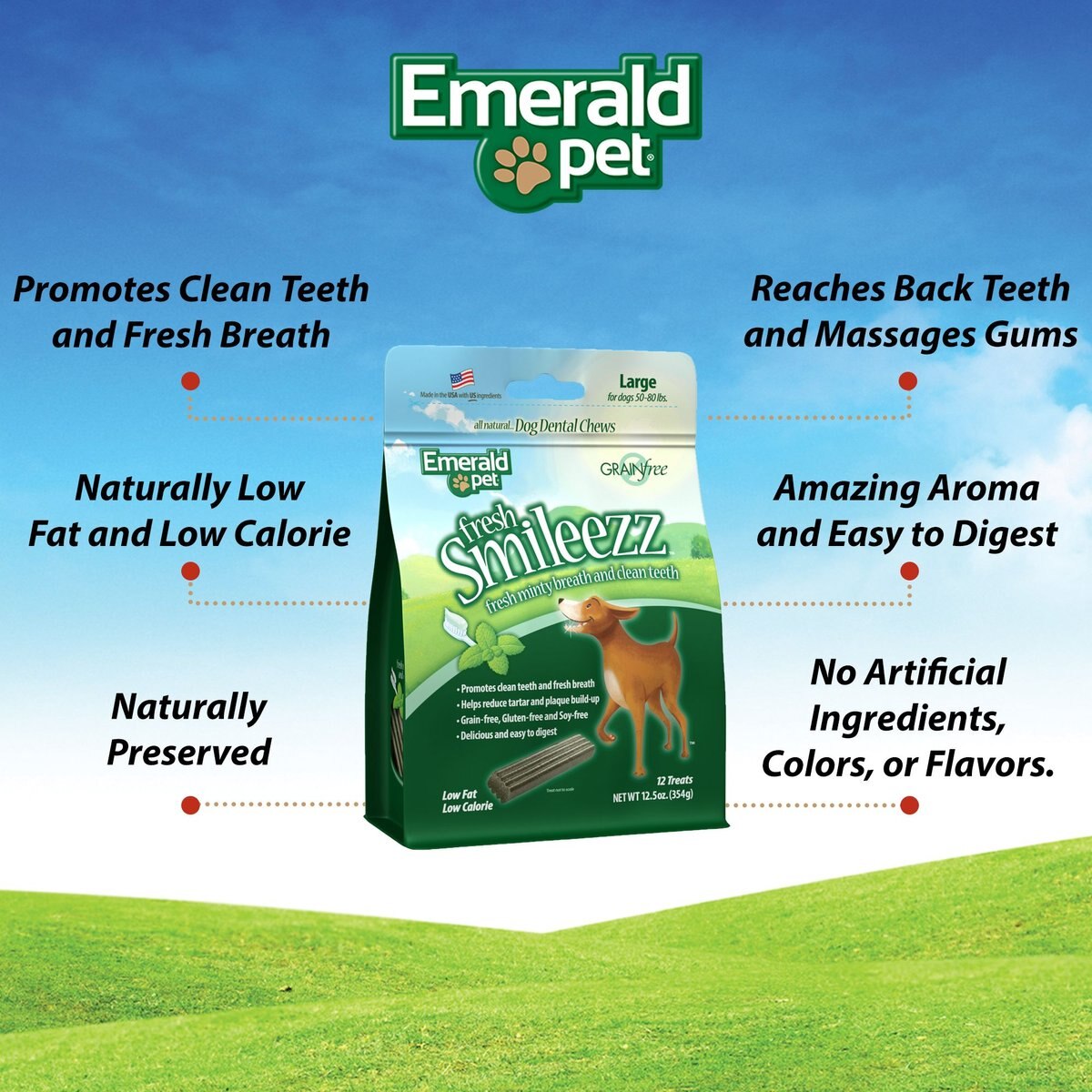 Emerald Pet Fresh Smileezz Large Grain-Free Dental Dog Treats