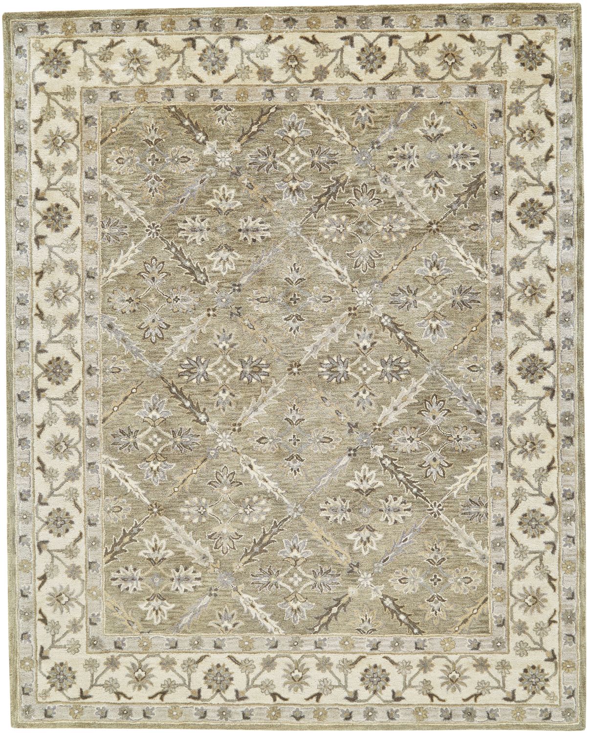 Botticino Hand Tufted Green and Beige Rug by BD Fine