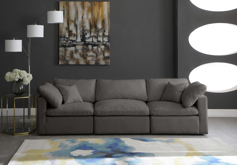 Plush Velvet / Down Standard Comfort Modular Sofa   Transitional   Sofas   by Meridian Furniture  Houzz