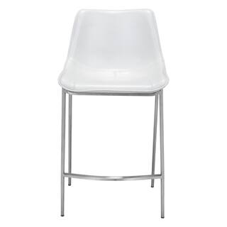 ZUO Magnus Counter Chair (Set of 2) White  Silver 101408