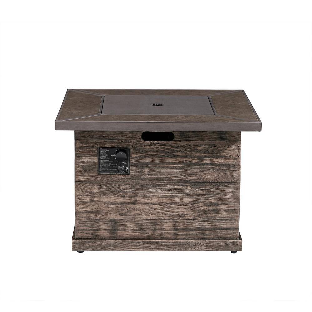 Hampton Bay Peyton 35 in. W x 24 in. H Square MGO Liquid Propane Fire Pit in Distressed Brown Peyton 35B 1 PC