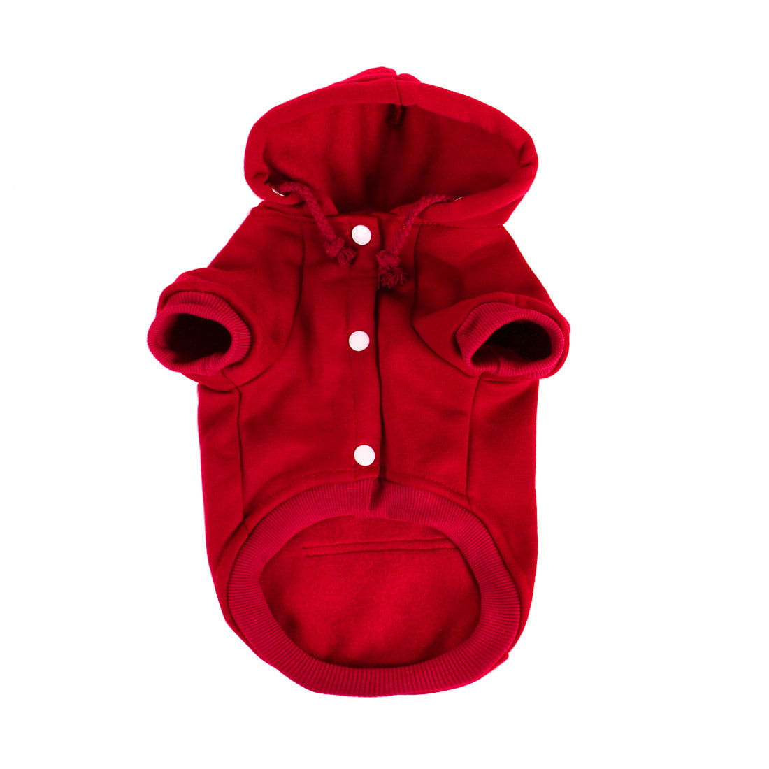 Polyester Dog Sweatshirt Hooded Pet Winter Clothes Coat w Pocket Red L