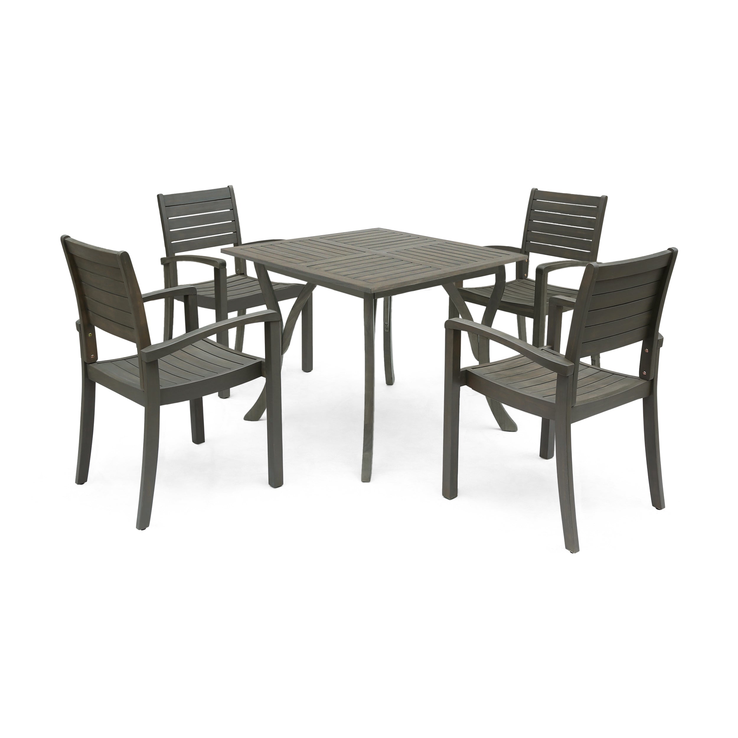 Carr Outdoor 4-Seater Square Acacia Wood Dining Set