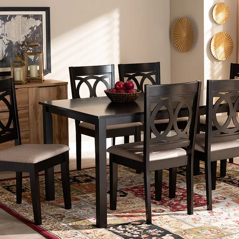 Baxton Studio Lenoir Dining Table and Chair 7-piece Set