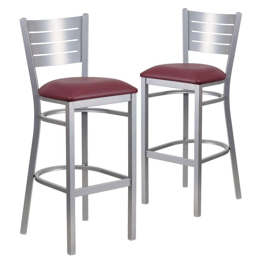 2 Pack Slat Back Metal Restaurant Barstool   16.5\