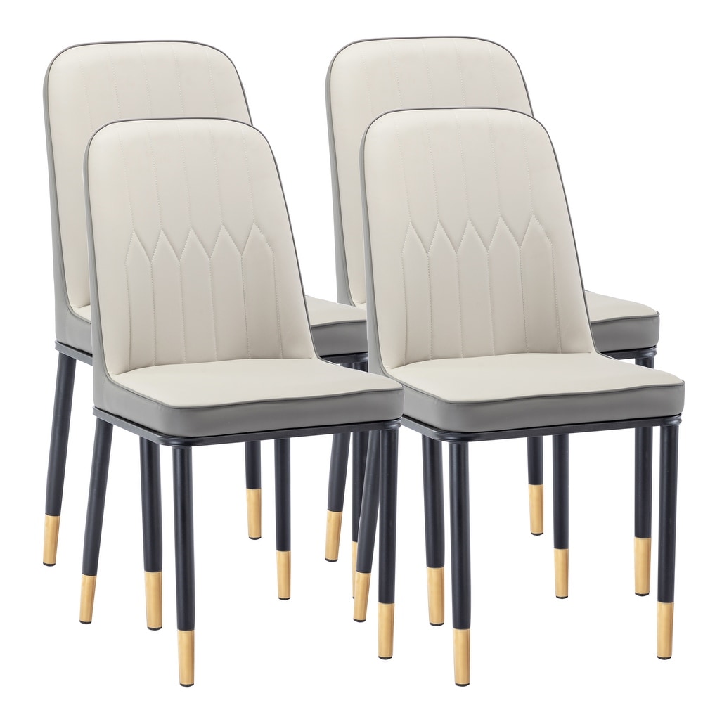 Pu Dining Chair with Iron Metal Gold Plated Legs for Dining Room