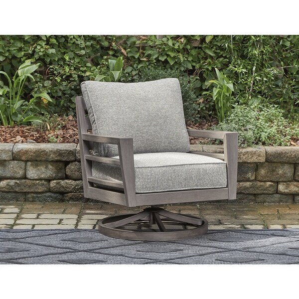 Signature Design by Ashley Hillside Barn Gray/Brown Outdoor Swivel Lounge with Cushion