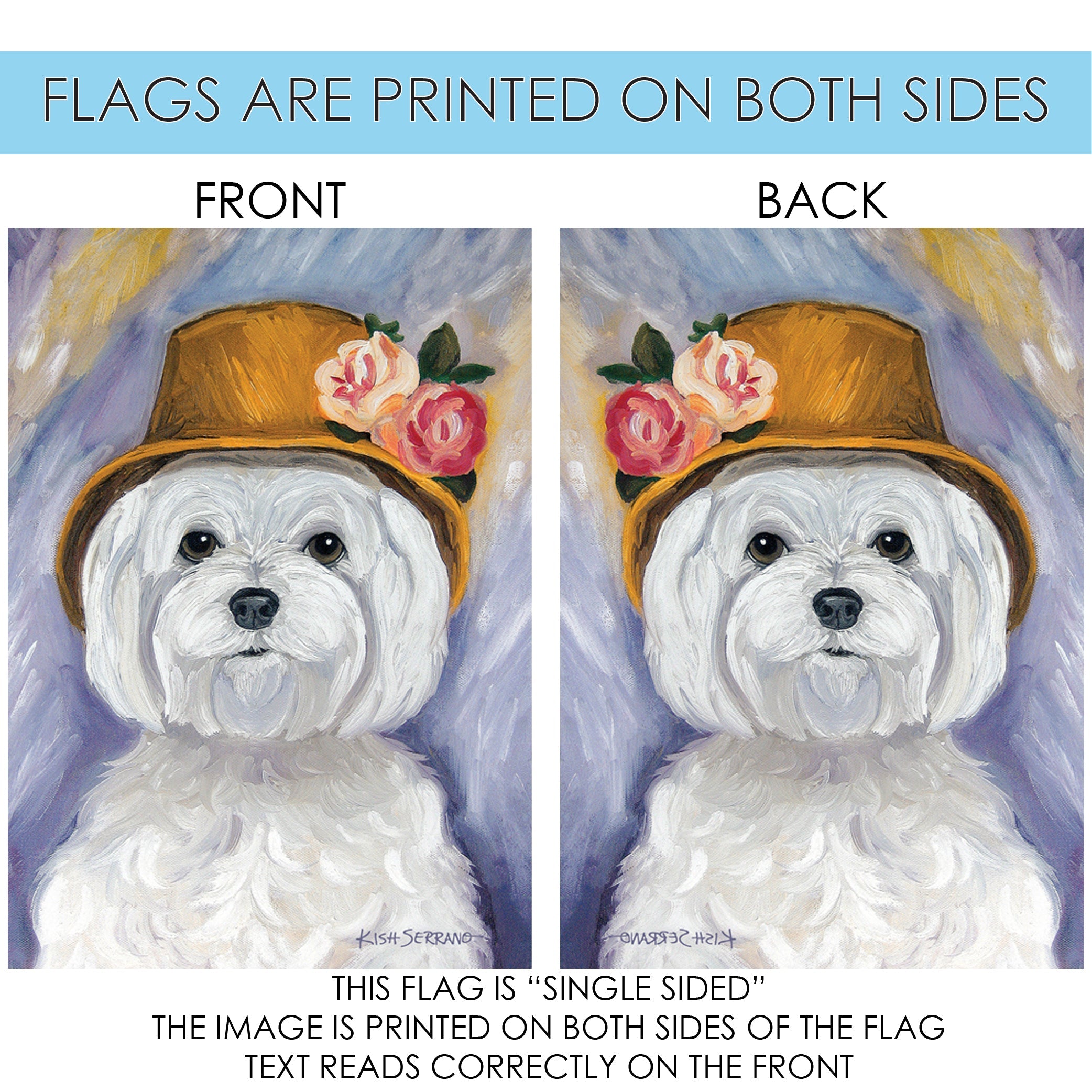 Toland Home Garden Ruffoir-Maltese Maltese Dog Flag Double Sided 28x40 Inch