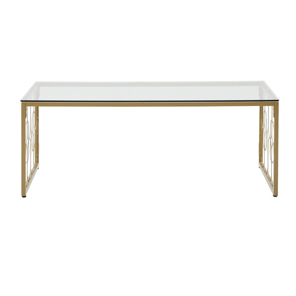 Elle Octagon Pattern Gold Metal and Glass Table by iNSPIRE Q Bold