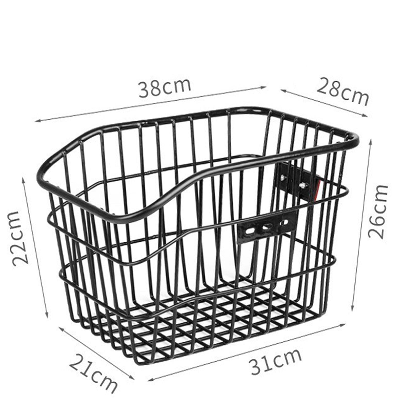 Metal Bike Rear Basket Waterproof Universal Storage Detachable Large Capacity Bike Basket for Cycling Outdoor Shopping Mountain Bike with Reflector