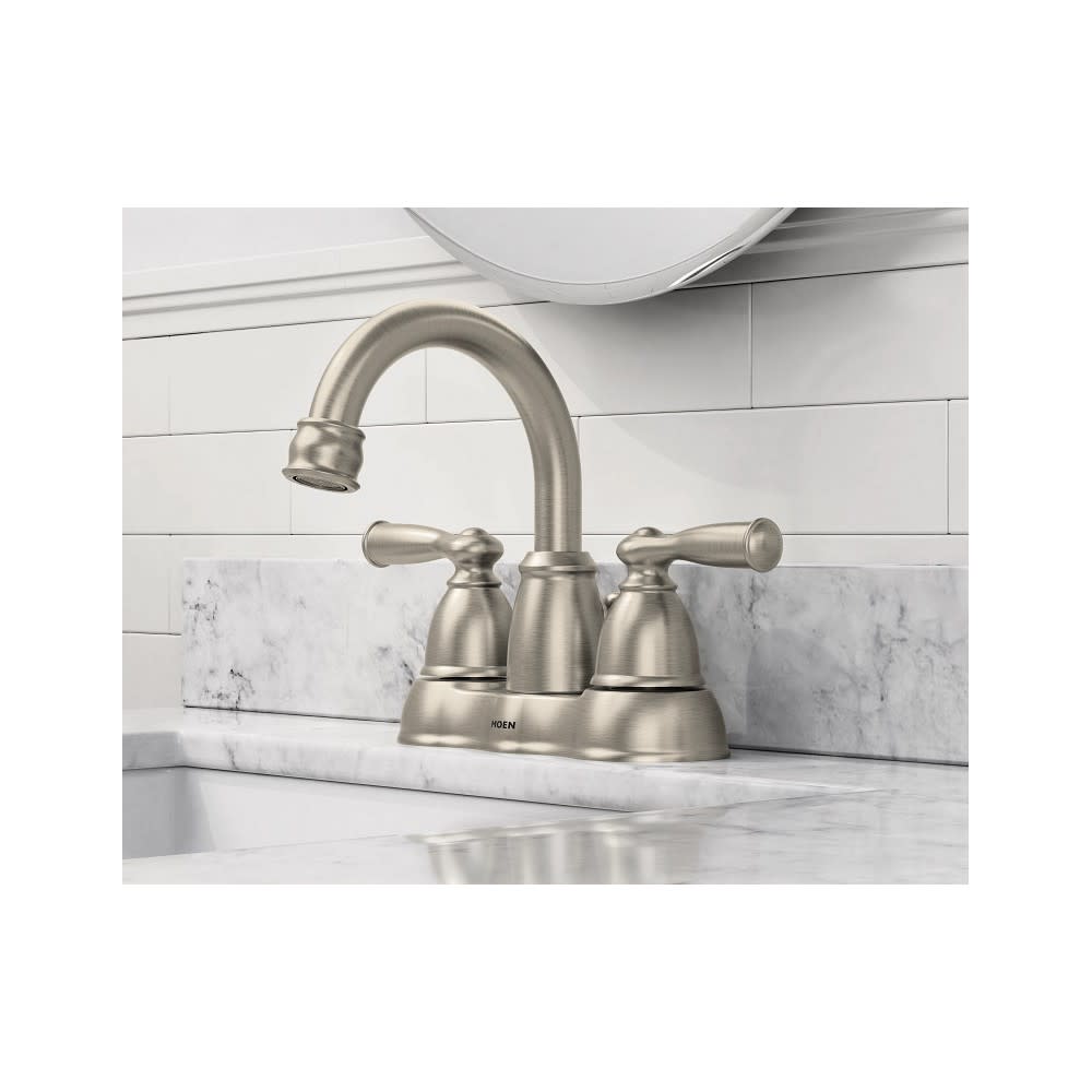 Moen Banbury Bathroom Faucet Spot Resist Nickel 2 Handle High Arc