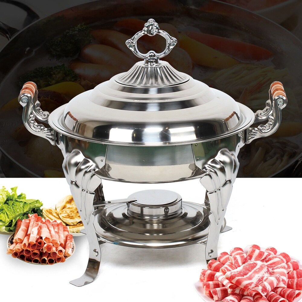 Stainless Steel Round Chafing Dish 4 Quart Serving Buffet Warmer