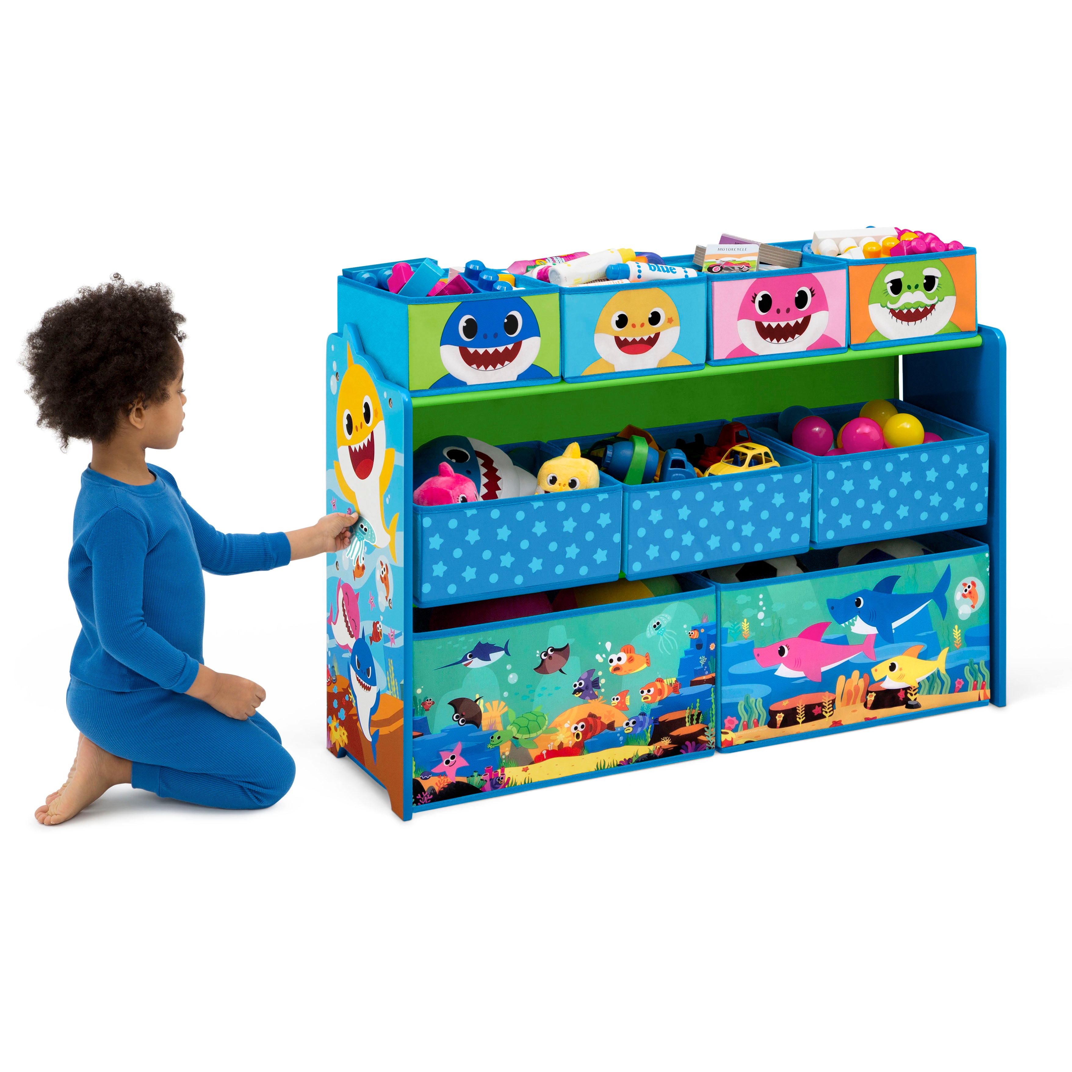 Baby Shark Deluxe 9 Bin Design and Store Toy Organizer by Delta Children