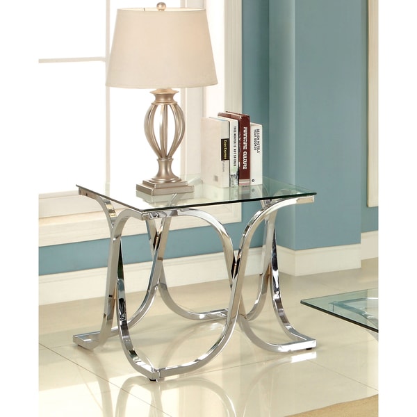 Furniture of America Artenia Modern Art 24-inch Chrome Side Table