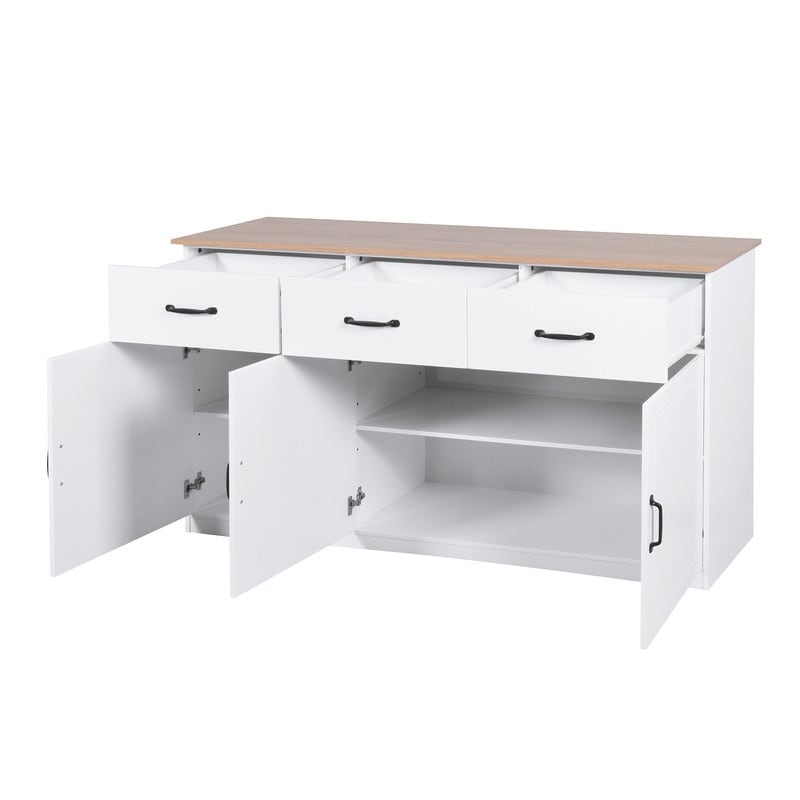 Locker Kitchen sideboard  3 doors  3 drawers and adjustable shelves  white