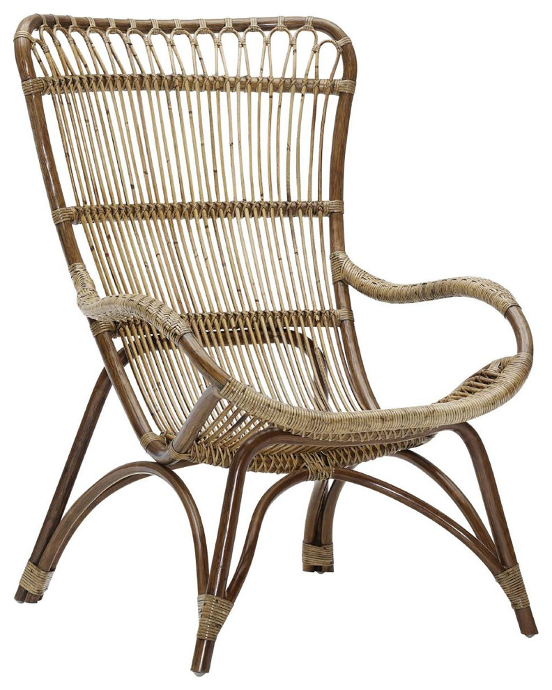 Monet Highback Rattan Lounge Chair and Footstool  Antique   Midcentury   Indoor Chaise Lounge Chairs   by Sika Design  Houzz