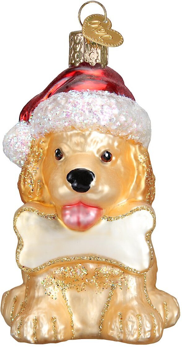 Old World Christmas Jolly Pup Glass Tree Ornament， 3.75-in