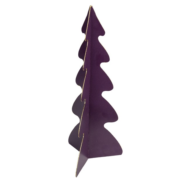 Purple Triangular Christmas Tree With A Curved Design Tabletop Decor