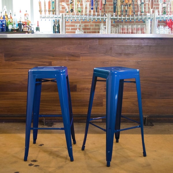 Carbon Loft Scodellaro Blue Metal Bar Stool (Set of 2)