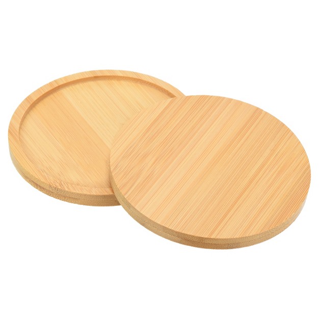 Unique Bargains Indoor Round Bamboo Planter Saucer Drip Tray Plant Drainage Trays 4 33 x27 x27 Od