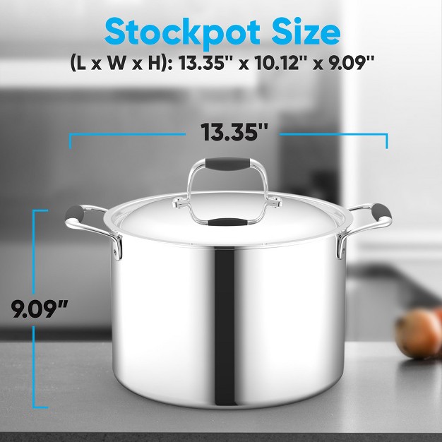 Nutrichef 8 quart Stainless steel Stain resistant Stock Pot Kitchen Cookware W Satin Interior