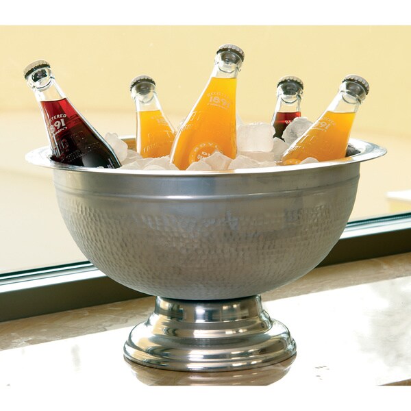 15-inch Hammered Aluminum Pedestal Punchbowl