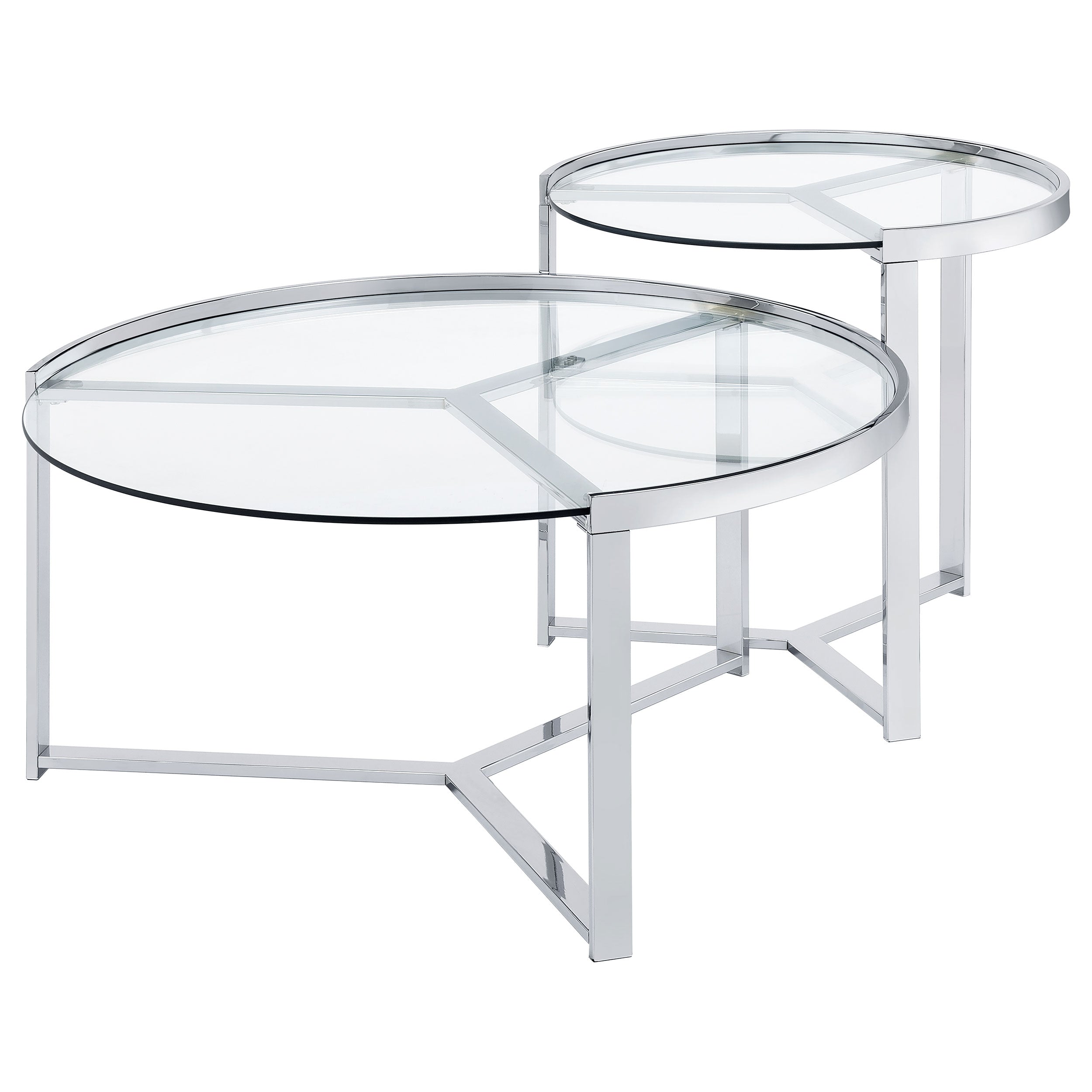 Delia 2-Piece Round Glass Top Nesting Coffee Table Clear And Chrome-708400