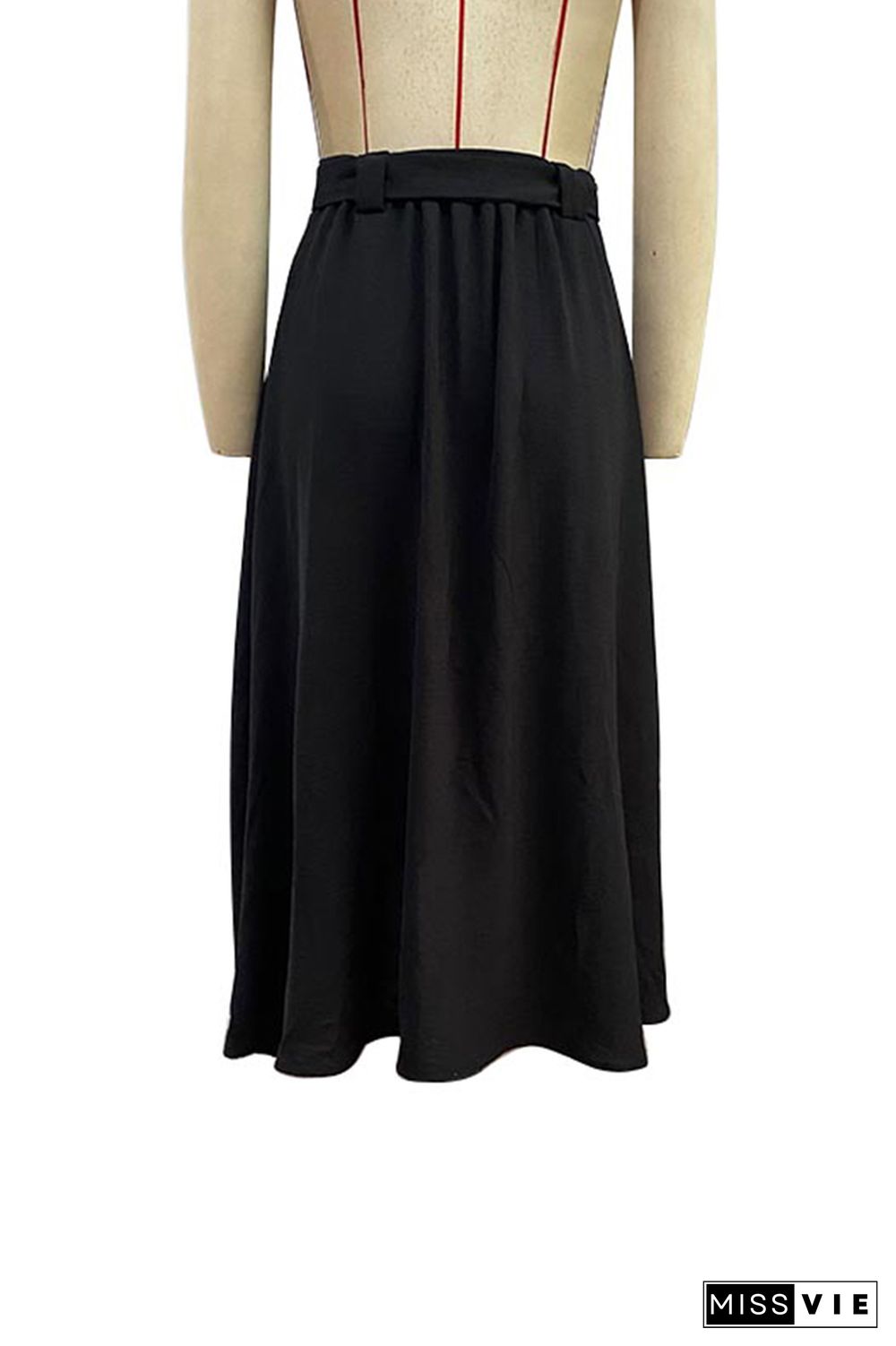 High Wasit Button Split Skirt Dress