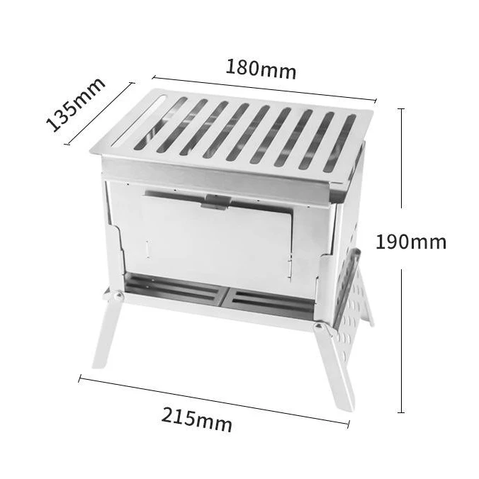 Outdoor Barbecue Camping Lightweight Portable 201 Stainless Steel Card Type Folding Wood Stove