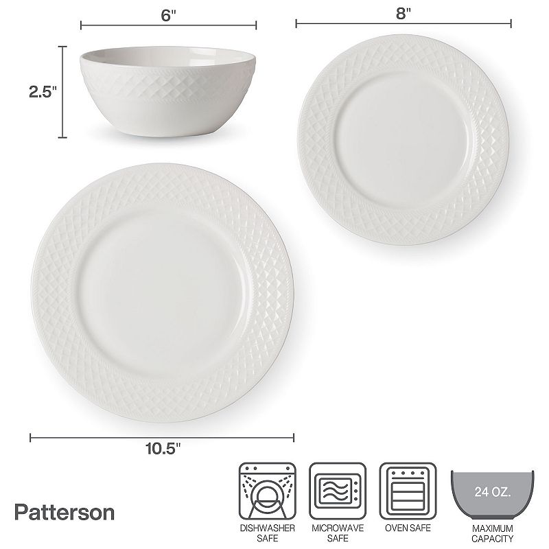 Mikasa Patterson 12-Piece Vegan Bone Dinnerware Set