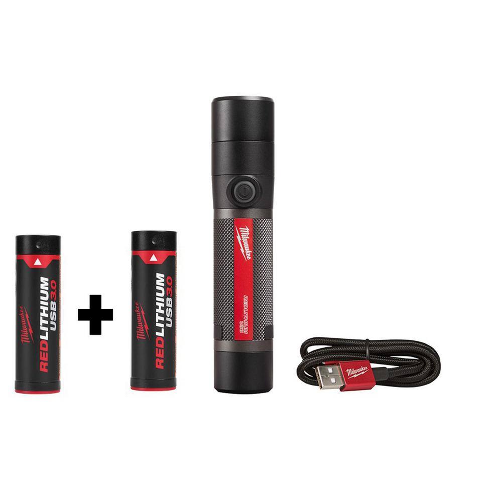 MW 800 Lumens LED USB Rechargeable HP Fixed Focus Flashlight with Bonus USB 3.0 Ah Battery 2160-21-48-11-2131