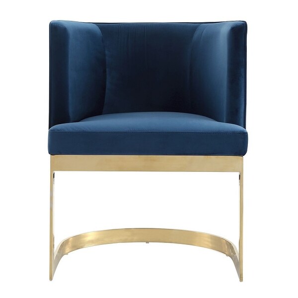 Aura Royal Blue and Polished Brass Velvet Dining Chair