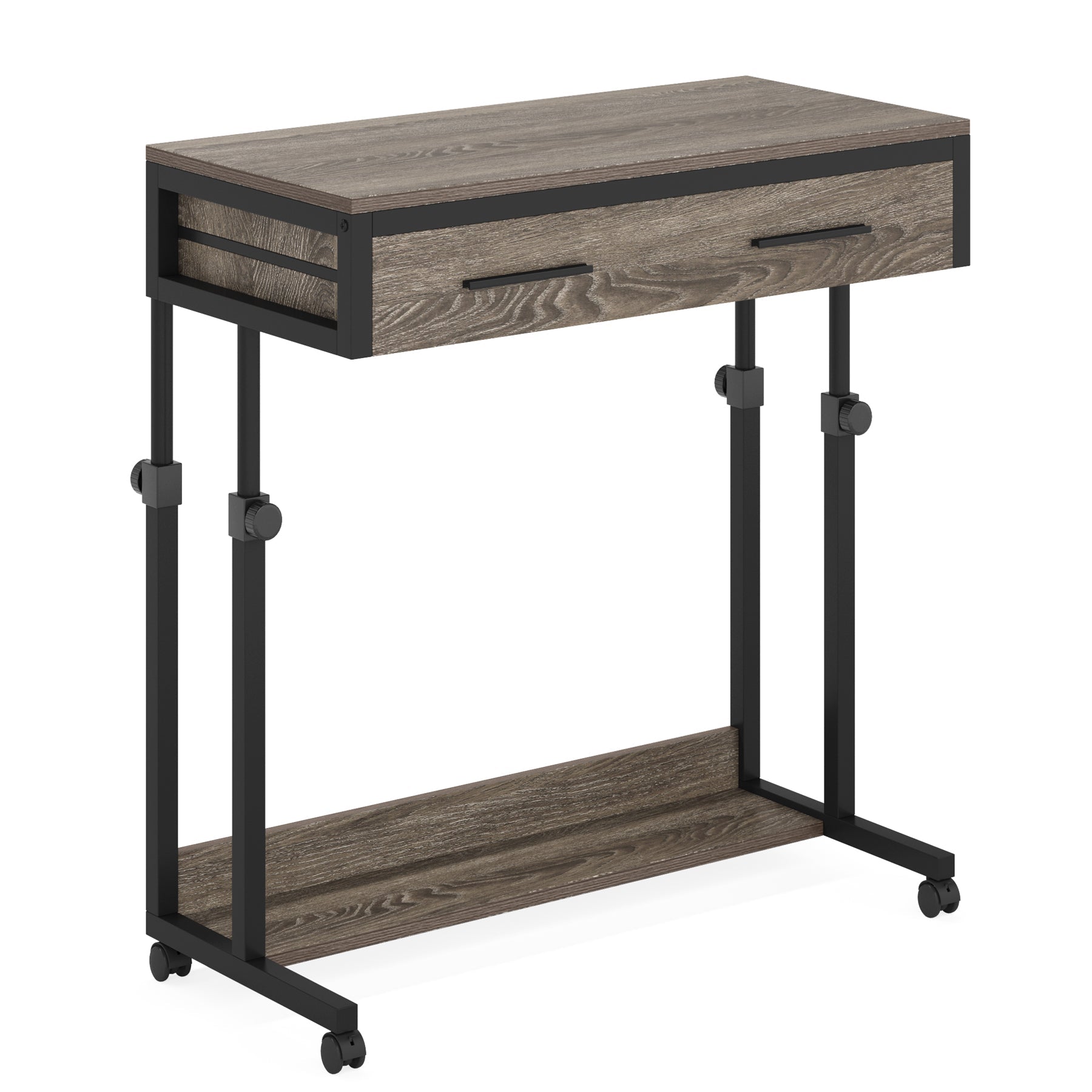 Height Adjustable Desk, Mobile Side Table Portable Desk with Drawers