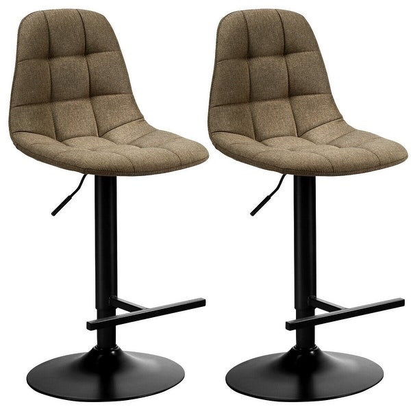 2Pcs Adjustable Bar Stools Swivel Counter Height Linen Chairs - 17.5