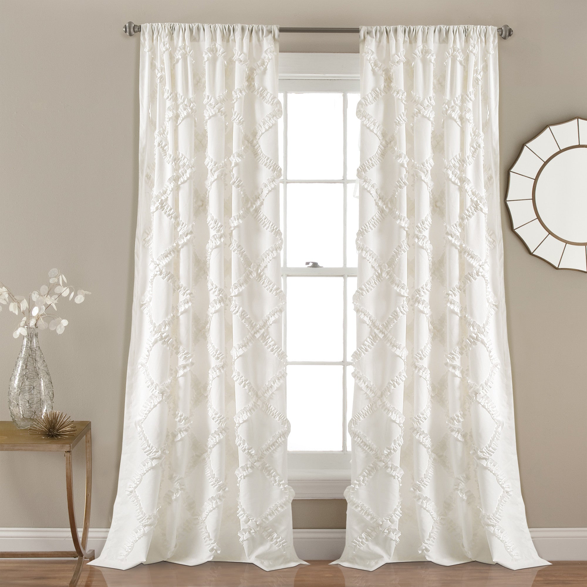 Ruffle Diamond Window Curtain Set