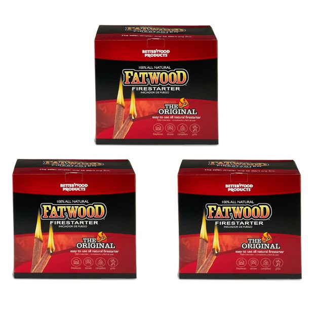 Betterwood 10lb Fatwood Natural Pine Firestarter 3 Pack For Campfire Bbq Or Pellet Stove Non toxic And Water Resistant