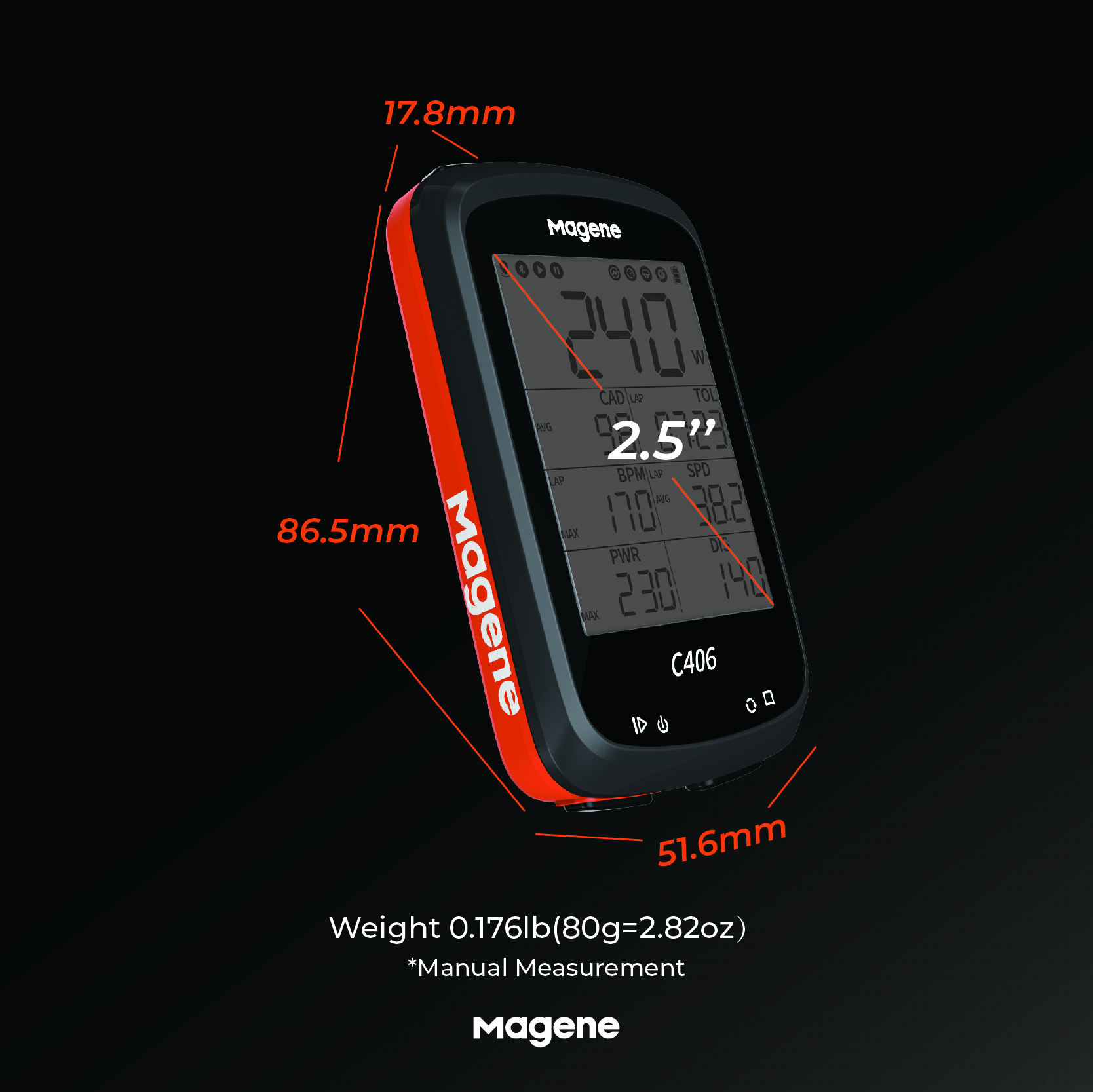 Magene C406 ANT+  24 Inch Large Screen Cycling Road Bike Speedometer Wireless Gps Bicycle Computer