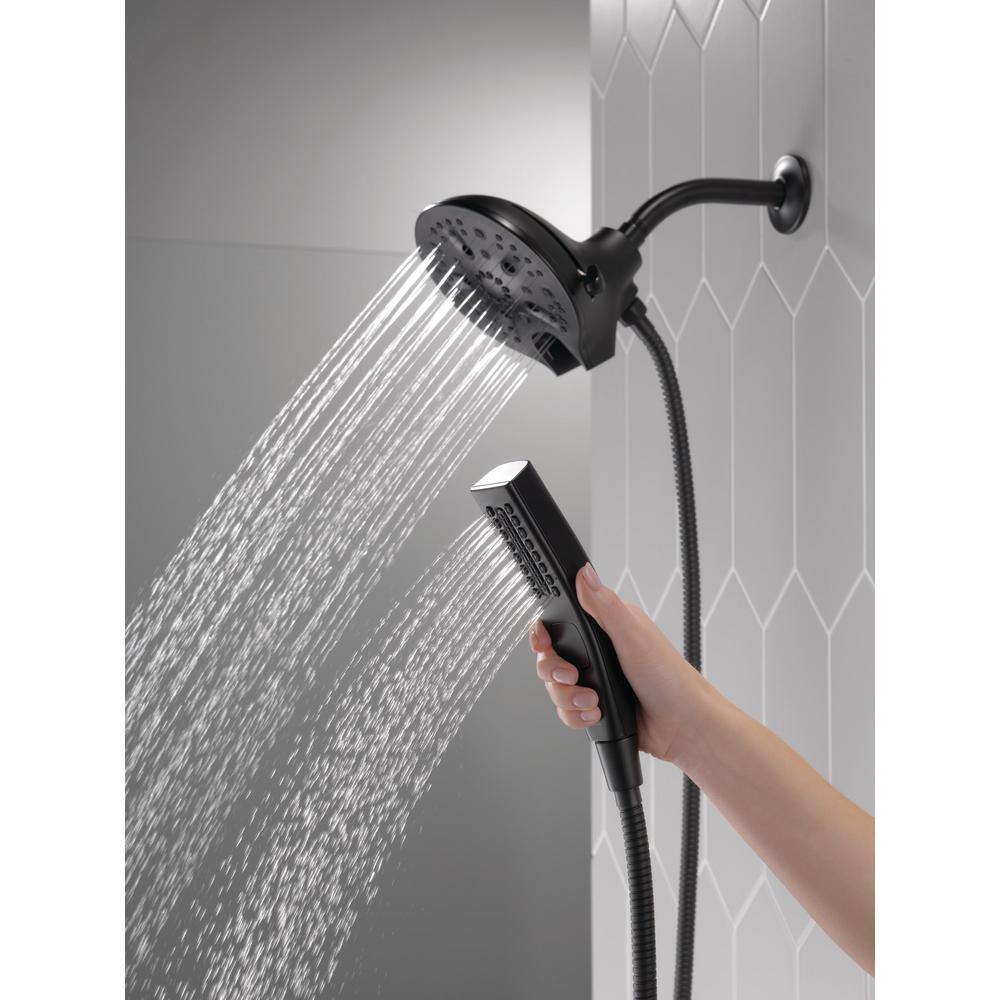 Delta In2ition 5-Spray Patterns 2.5 GPM 6.25 in. Wall Mount Dual Shower Heads in Matte Black 58620-BL25-PK