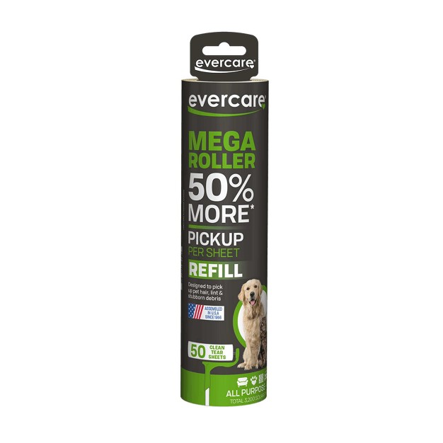 Evercare Mega Lint Roller Refill 50 Layer 22 22 Sq Ft