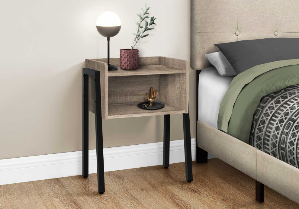 HomeRoots 23 quotRectangular Dark Taupe Accent Table With Black Metal Legs   Transitional   Side Tables And End Tables   by UStradeENT LLC  Houzz