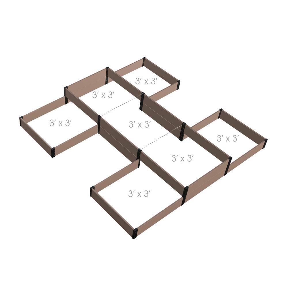 EverBloom 108 in. D x 14 in. H x 110 in. W Brown and Black Composite Board and Steel Terraced H-Shape Garden Bed K2206