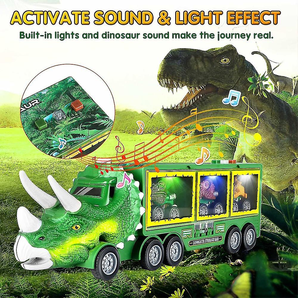 Kids Toys Dinosaur Storage Car Toy Set Dinosaur Carrier Truck With Music Gift