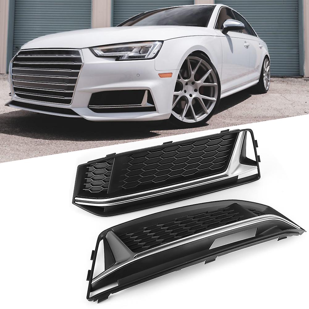 Pair Of Fog Light Lamp Grille Grill Cover Refit For S4 Style Fits For A4 B9 2017-2019