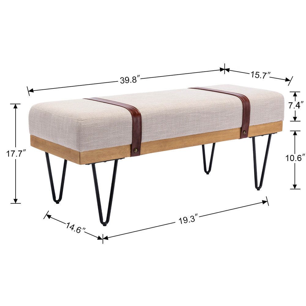 iYofe End of Bed Bench for Bedroom, Faux Leather Upholstered Bedroom Bench, Modern Entryway Bench with Metal Legs and 44