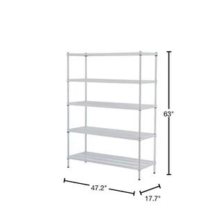 Design Ideas MeshWorks White 5-Tier Metal Garage Storage Shelving Unit (47 in. W x 63 in. H x 18 in. D) 3419311