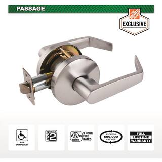 Universal Hardware Universal Hardware Heavy Duty Commercial Cylindrical Passage (BedBath) Lever ADA UL 3-Hr Fire ANSI Grade 2 Satin Chrome UH40017