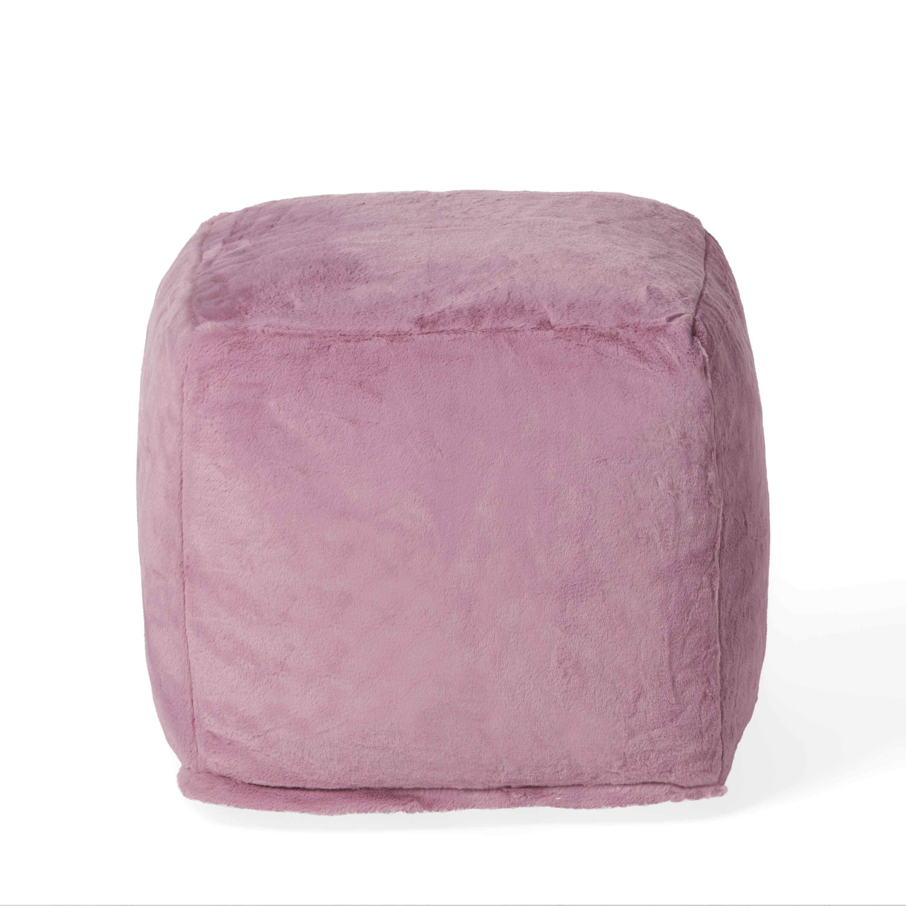 Pickerel Modern Glam Faux Fur Cube Pouf