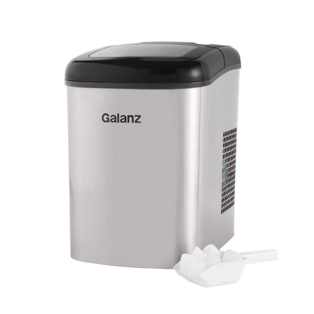 Galanz 26 lb Freestanding Ice Maker in Stainless Steel with Black Top