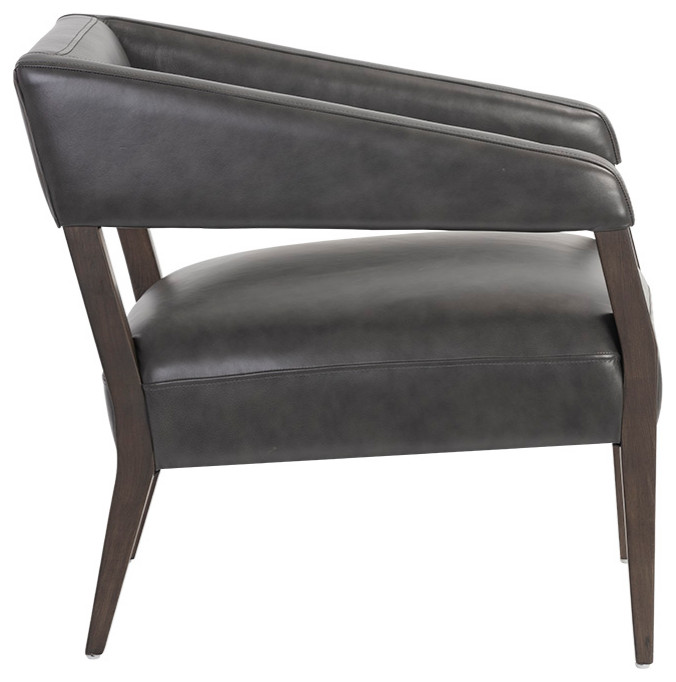 Blaine Lounge Chair   Brentwood Charcoal Leather   Midcentury   Armchairs And Accent Chairs   by Virgil Stanis Design  Houzz